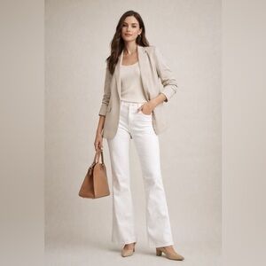 J. Jill White Denim Barely Flare Jeans Size 12R Crisp White Spring Summer